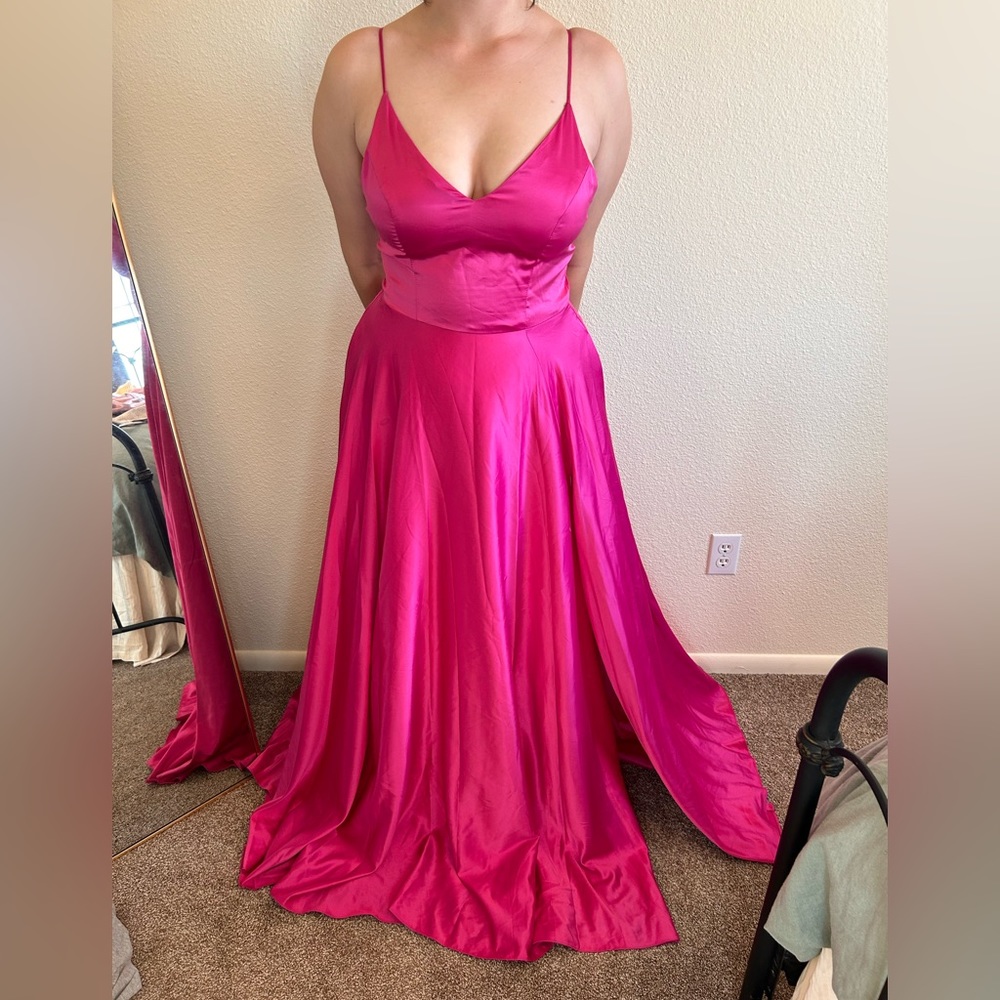 Pink elegant gown satin size 12